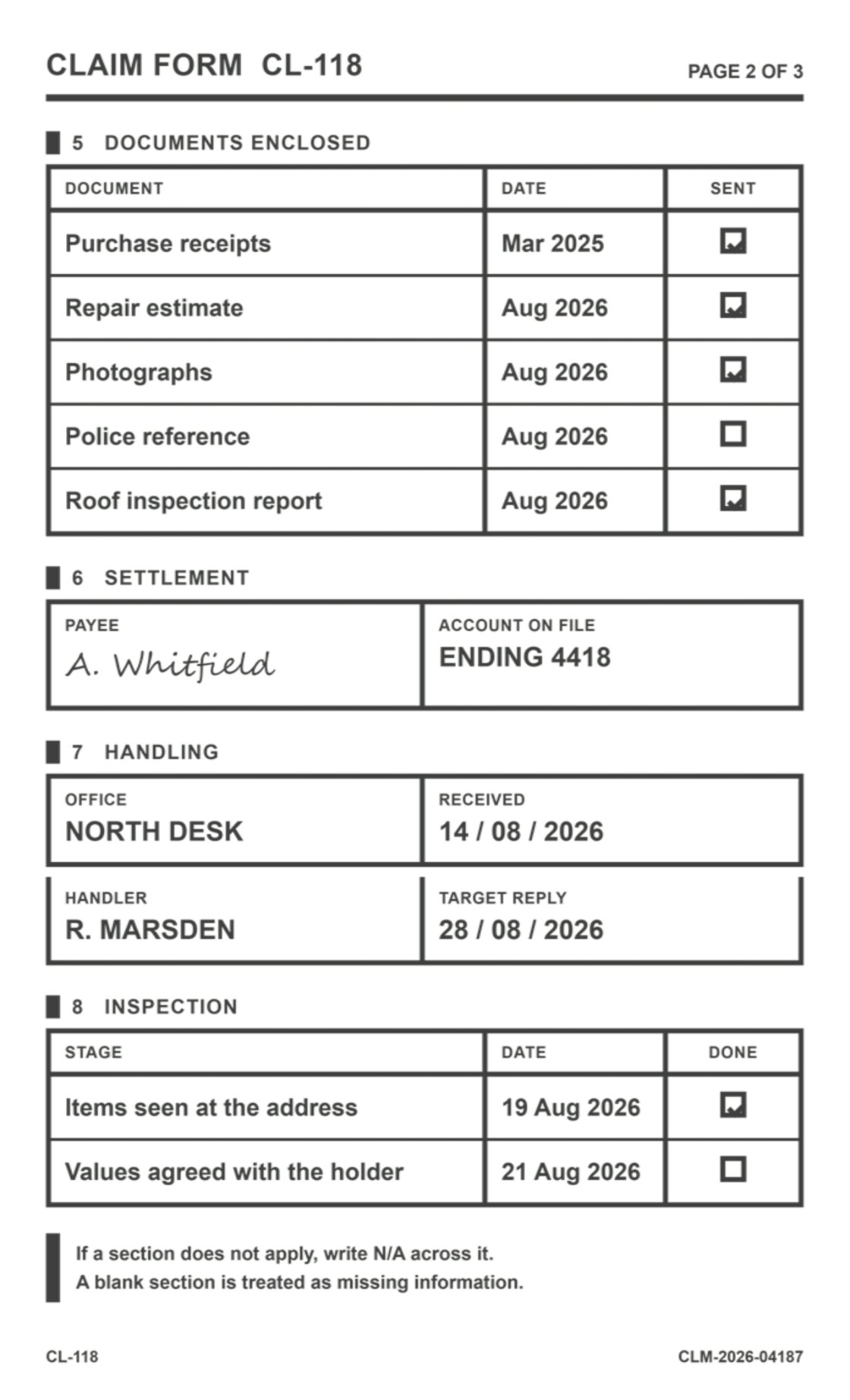 Page 2 of the claim form