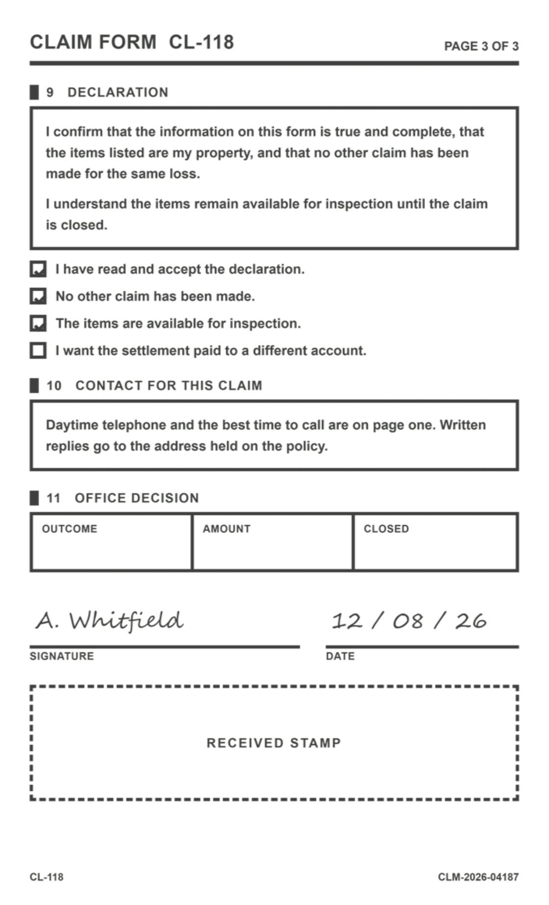 Page 3 of the claim form